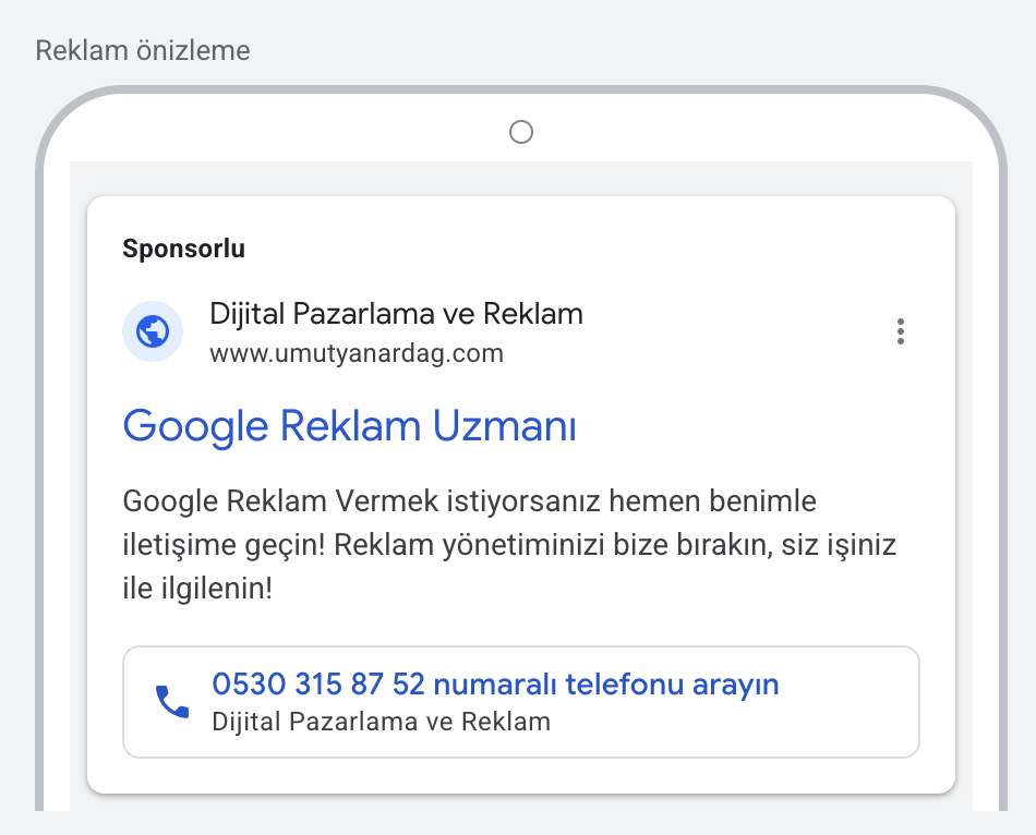 Google Ads Örnek Reklam Görseli